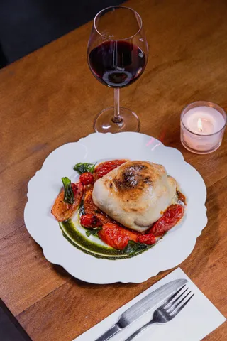 BAKED BURRATA, POMODORO AND BASIL
