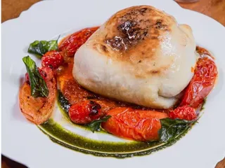 BAKED BURRATA, POMODORO AND BASIL